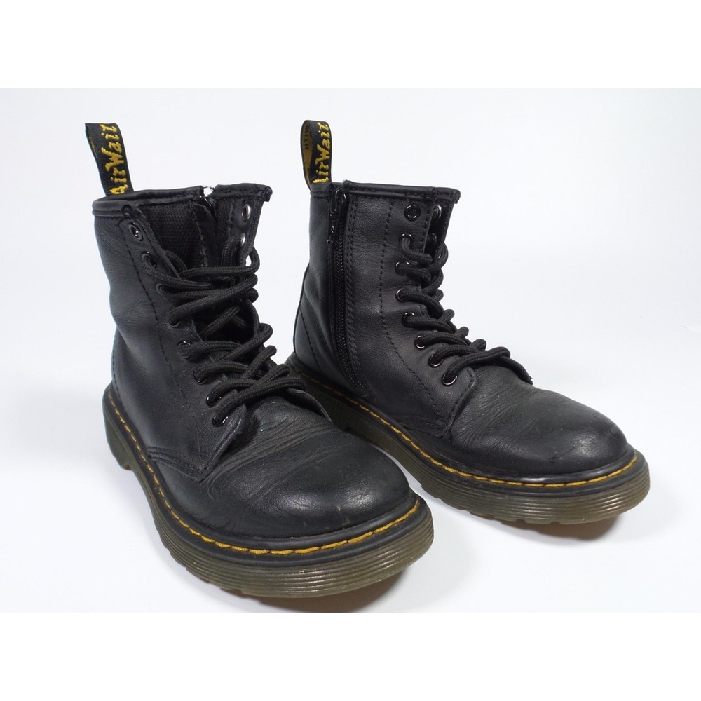 Dr Martens Junior Shoes Youth Size 13 Black Leather Boots Zip‎ Lace Up 1460J